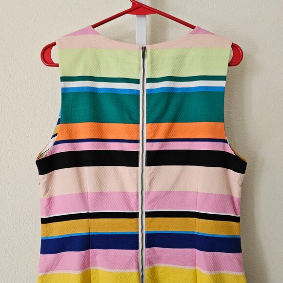 TRACY REESE X ANTHROPOLOGIE Striped Multicolored Coastal Zipper Shift Dress Sz M - Picture 8 of 16